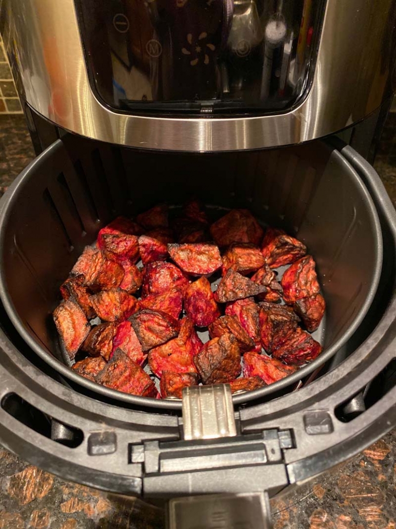 cooked beets in an air fryer