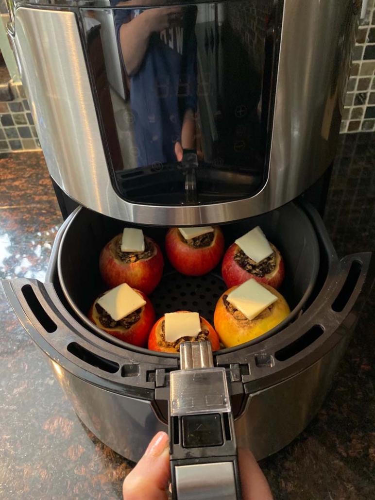 Apples ready to bake in the air fryer