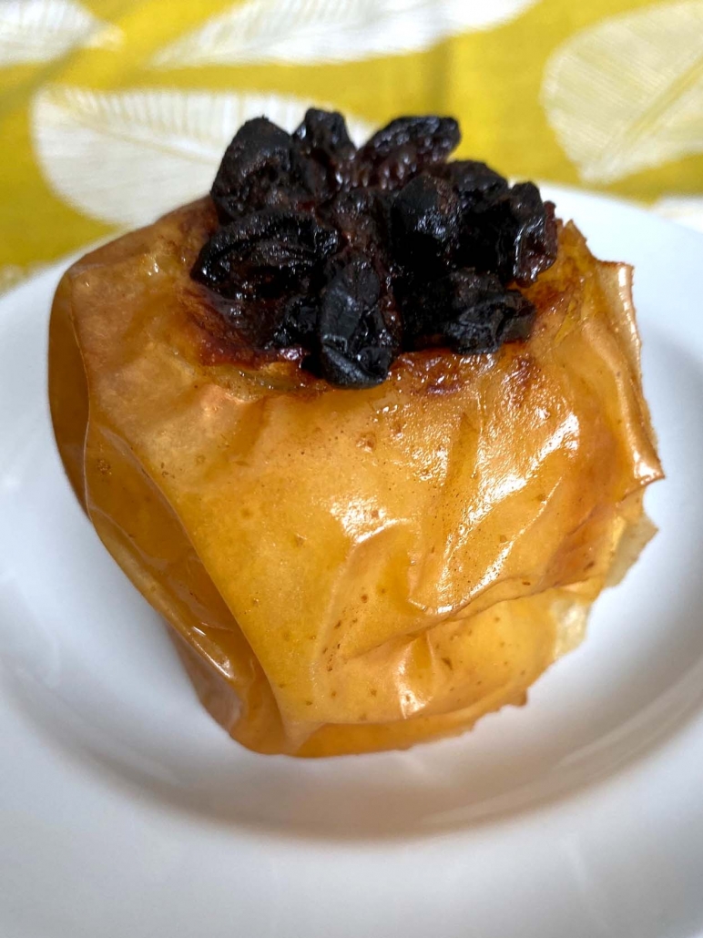 baked apple on a plate