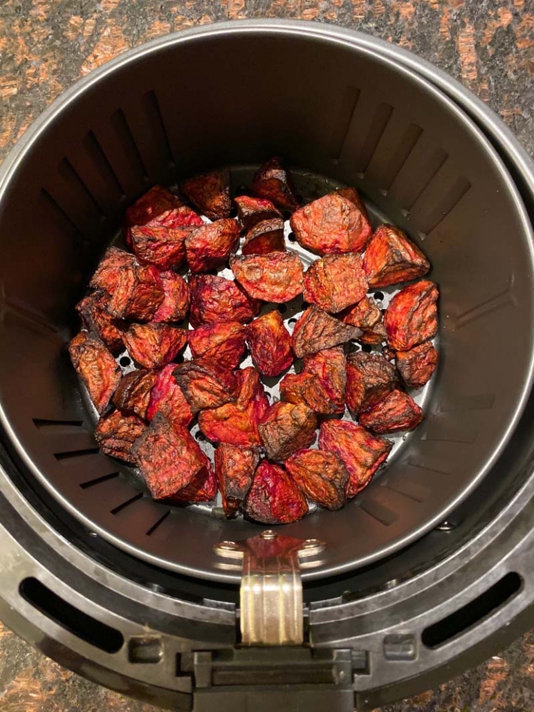 Air Fryer Roasted Beets in the air fryer basket