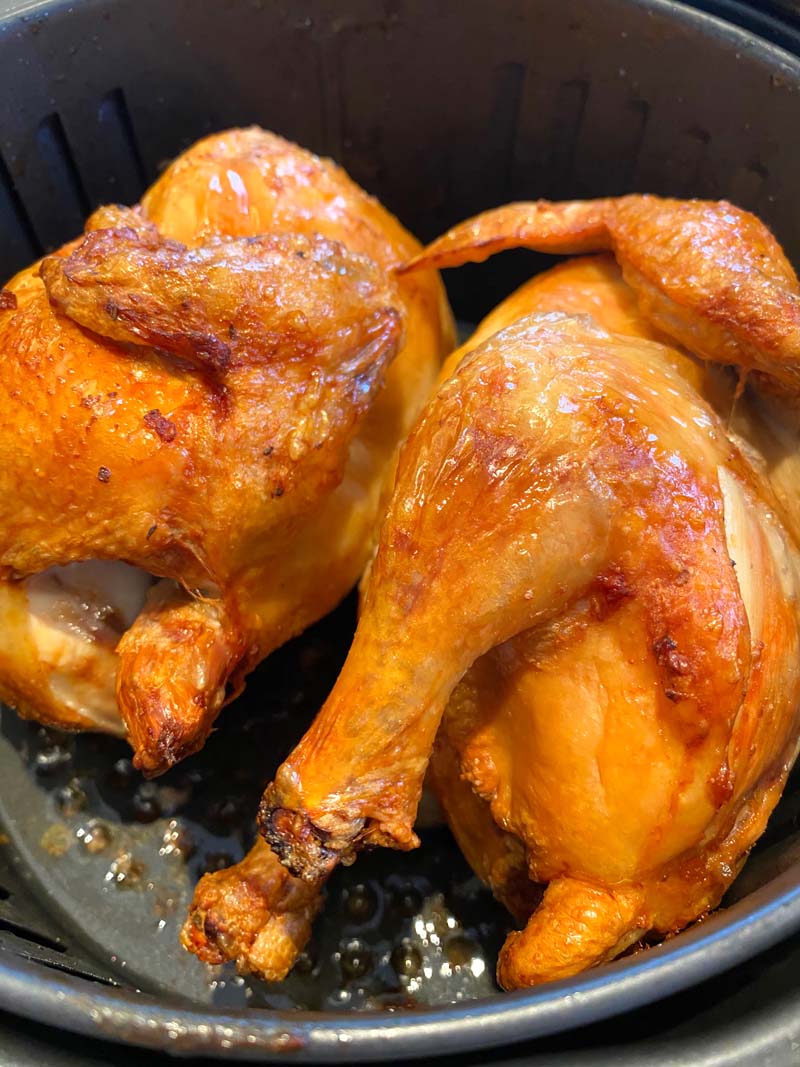 roasted cornish hens in air fryer basket