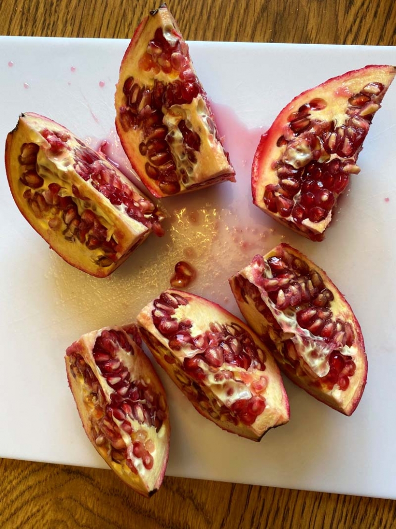 pomegranate cut into six sections
