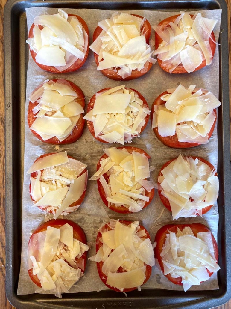 tomato slices with parmesan cheese