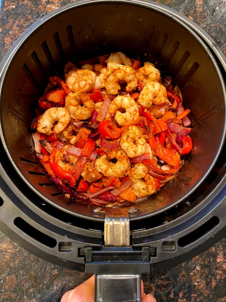 Air fryer shrimp fajitas