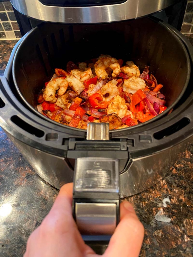 cooking shrimp fajitas in the air fryer