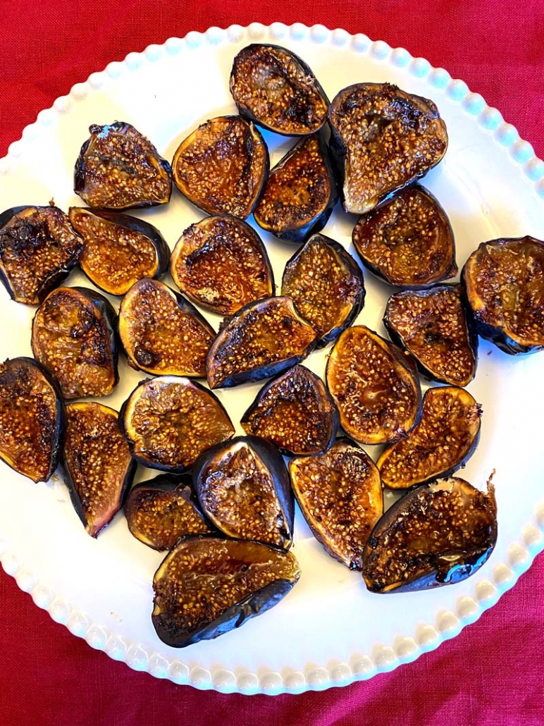 Air fryer figs served on a white platter 
