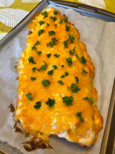baked salmon with cheese and mayo
