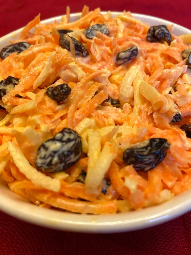 old fashioned carrot raisin salad with mayo