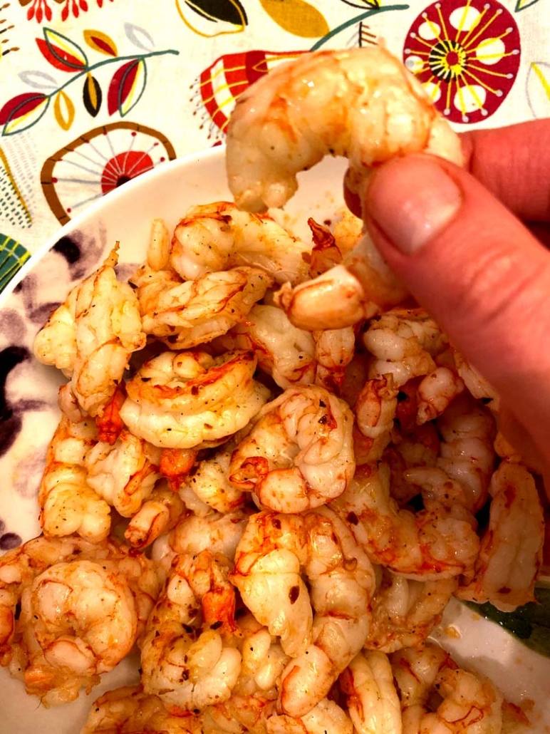 eating juicy shrimp 