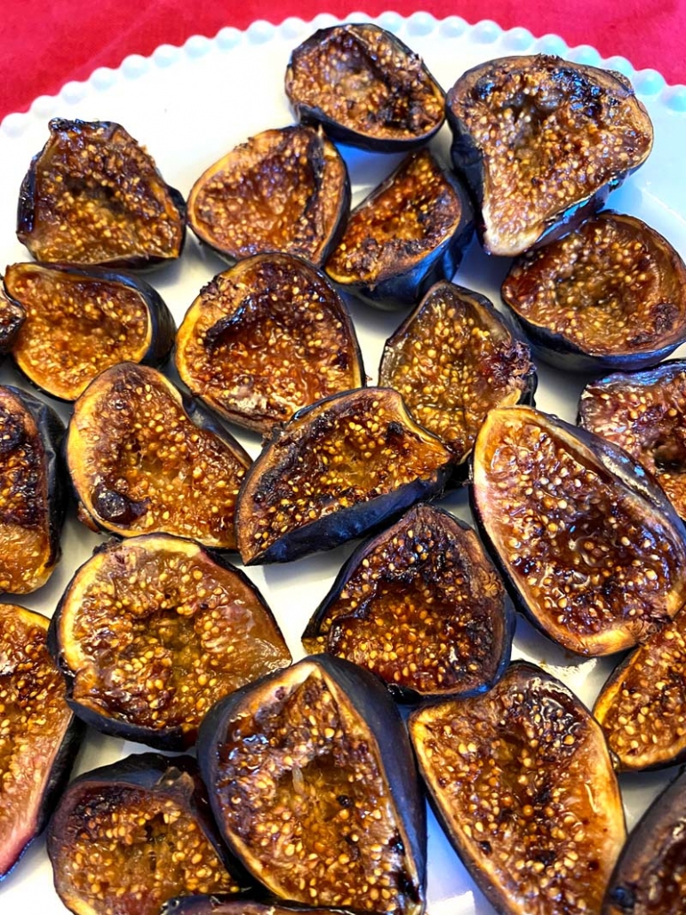 roasted figs on a white platter