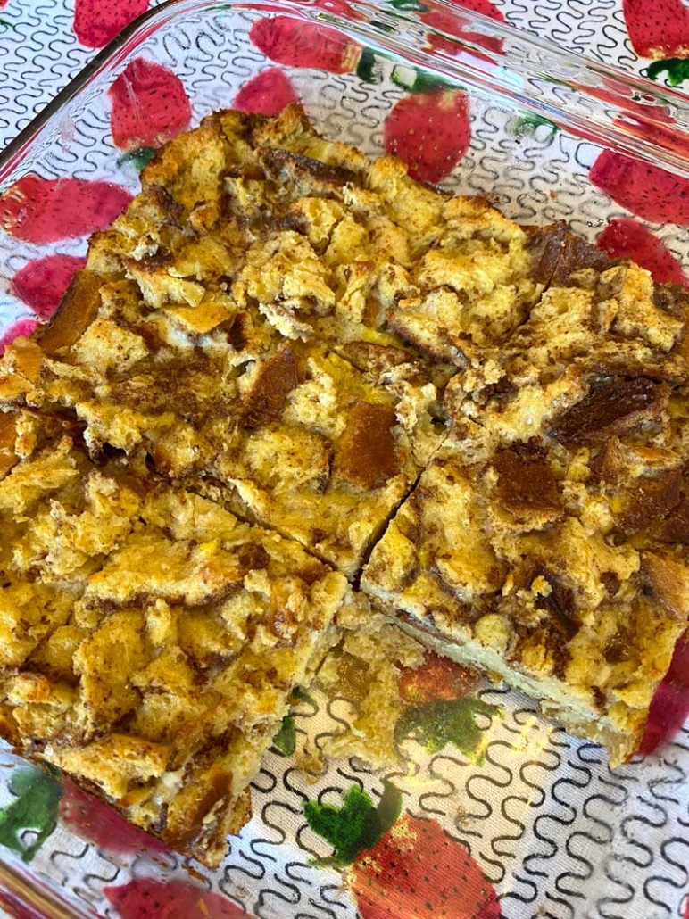 breakfast casserole made with leftover bread