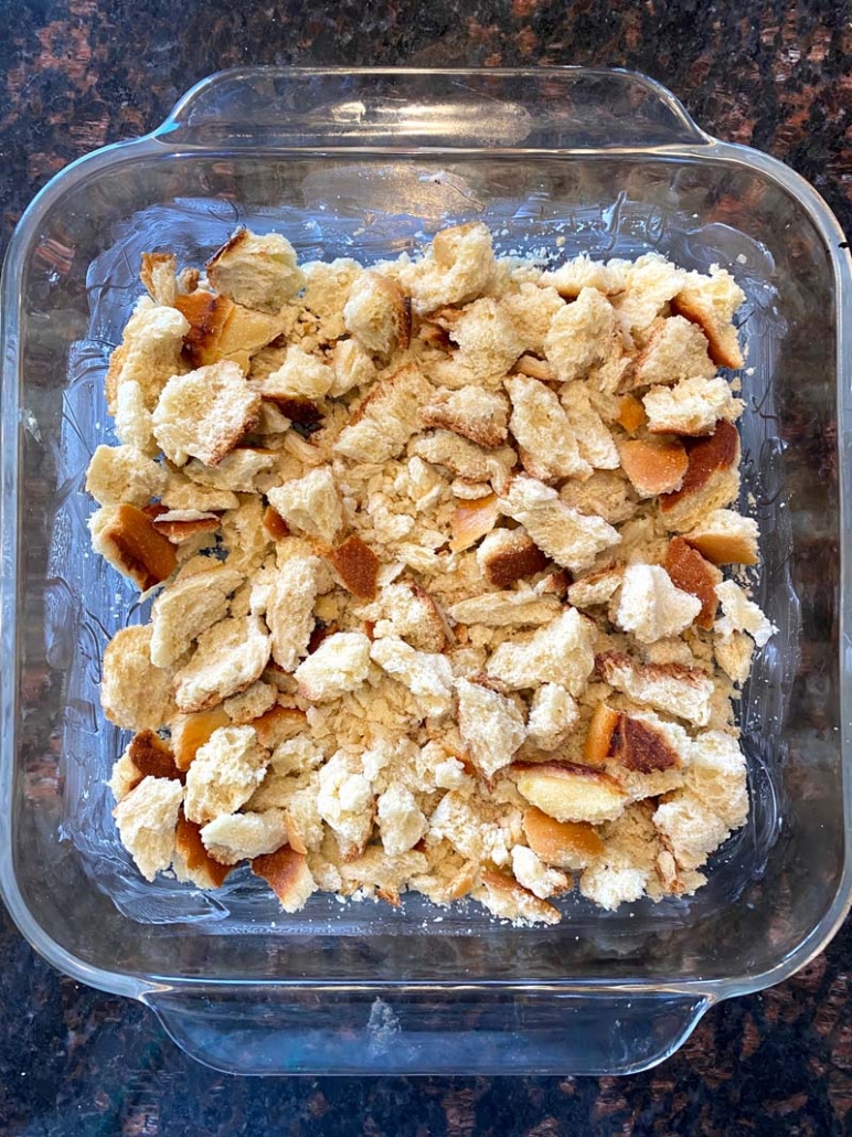 leftover bread cubes and pieces