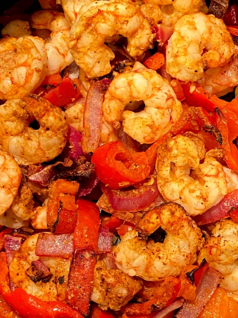 Air fryer fajitas with shrimp