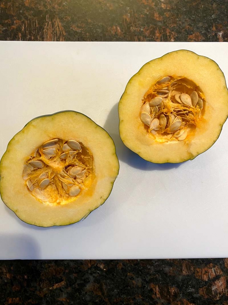 halves of a acorn squash