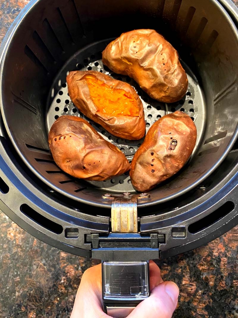 Cooked sweet potatoes in an air fryer 