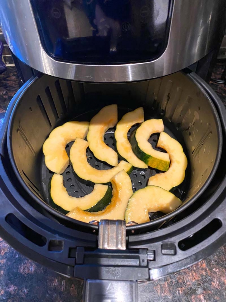 cooking acorn squash fries in an air fryer