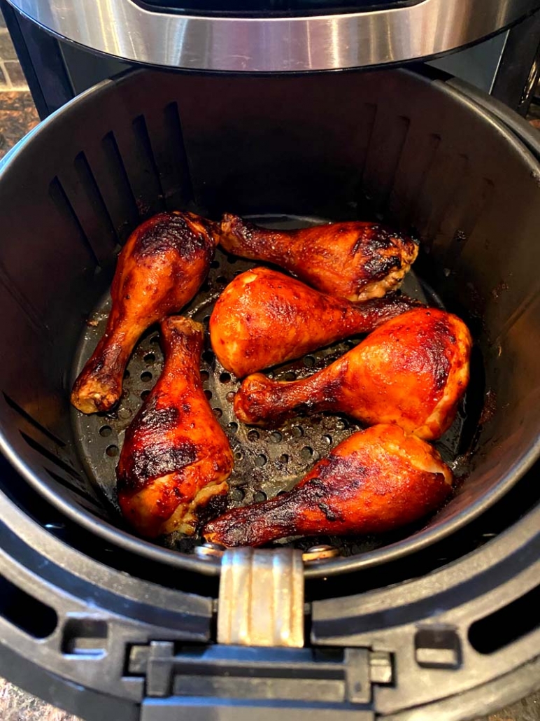 cooking bbq chicken legs in an air fryer