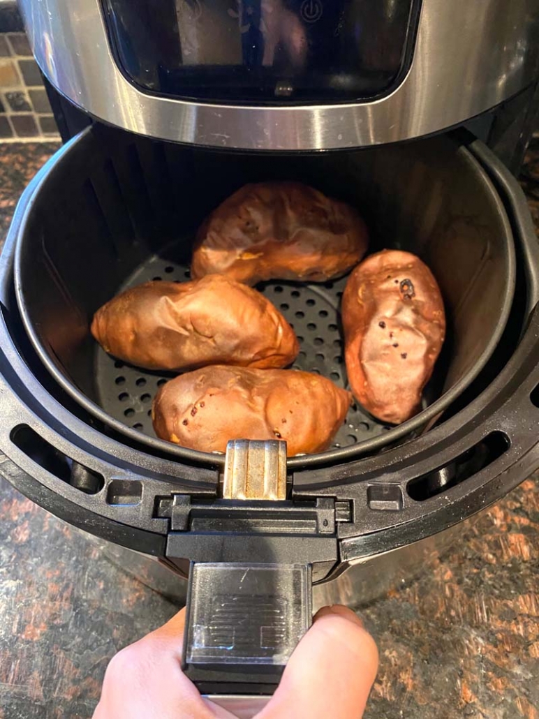 cooked air fryer sweet potatoes