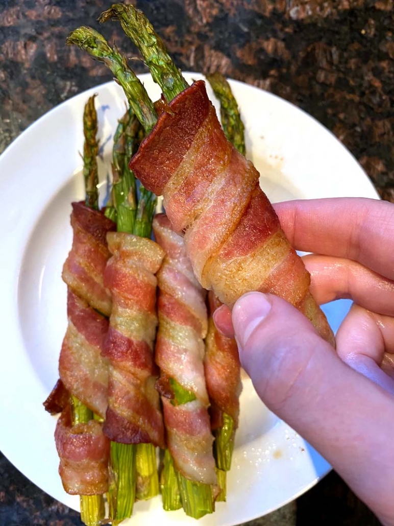 air fried bacon wrapped asparagus