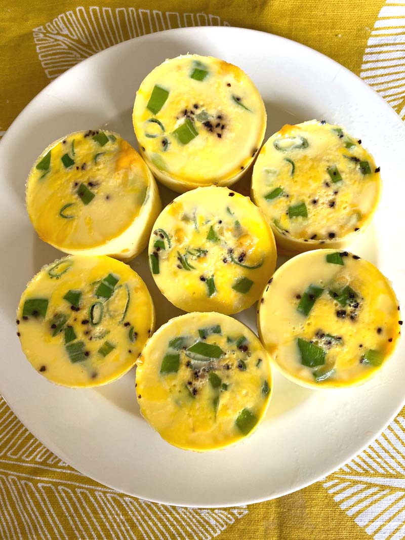 Pressure cooker egg bites on a white plate