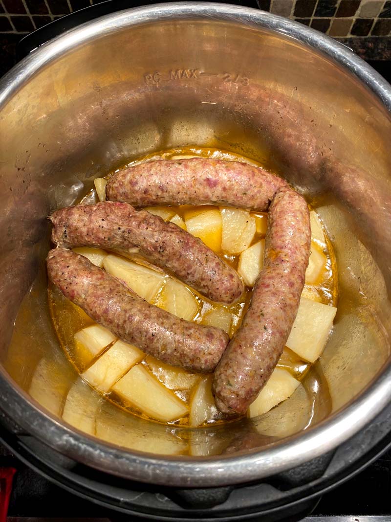 Sausages and potatoes in an instant pot