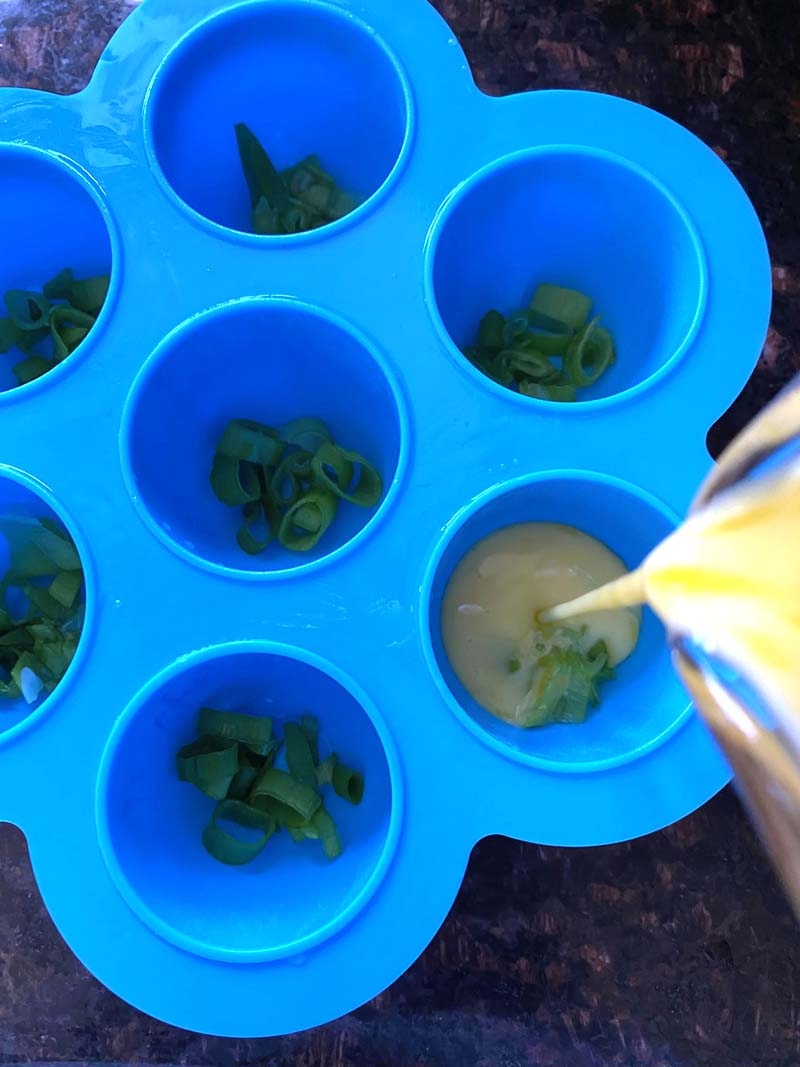 Pouring the egg mixture into the mold