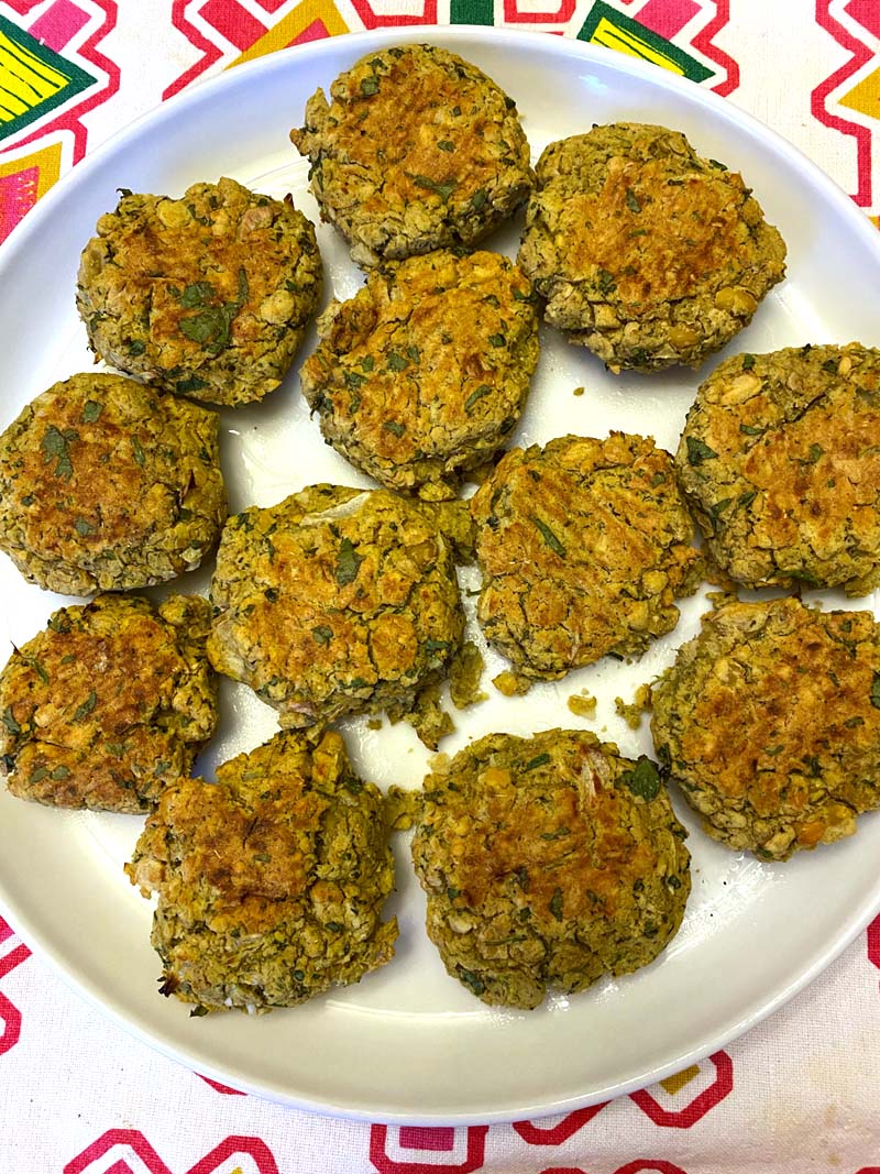 Vegan baked falafels on a white plate