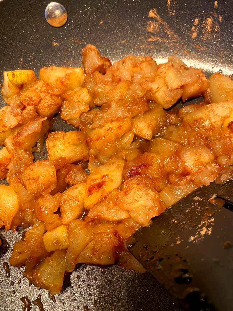 Close up of the cooking apples