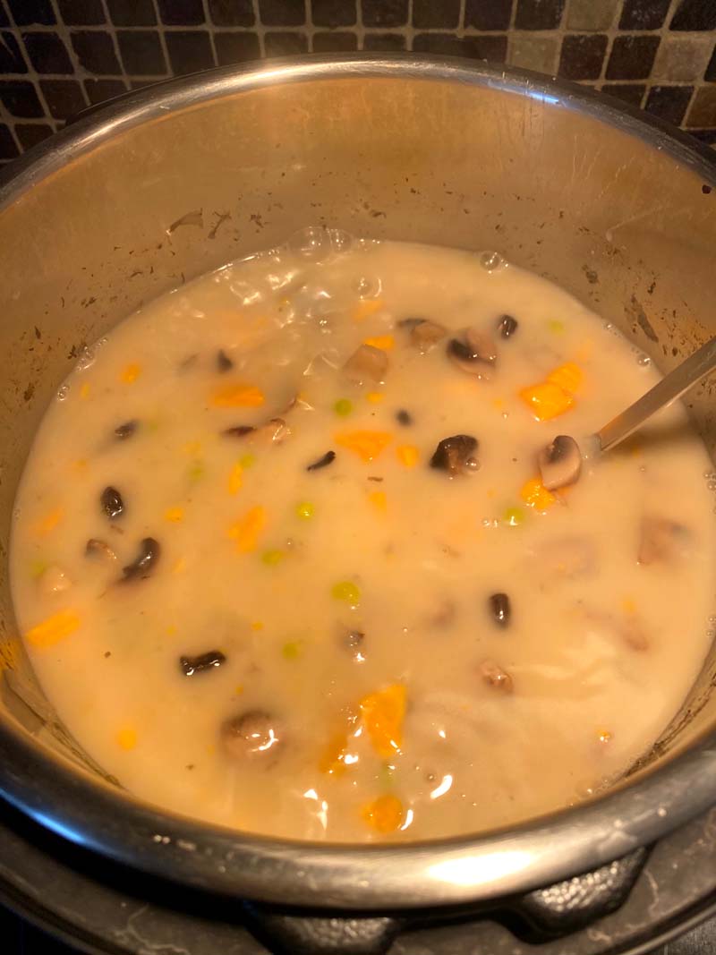 The finished soup in the Instant Pot ready to serve