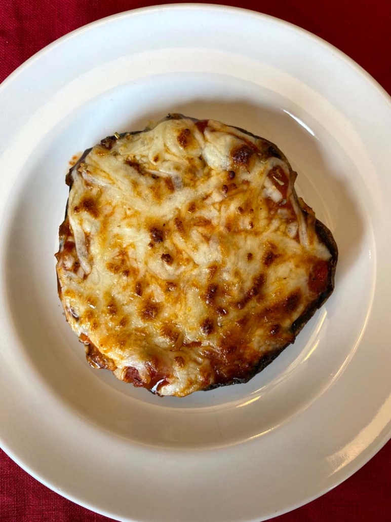 air fryer portobello pizza on plate