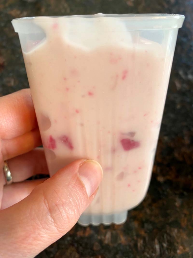 filled popsicle mold for homemade yogurt popsicles