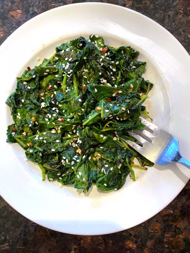 Spicy Garlic Sesame Sauteed Kale