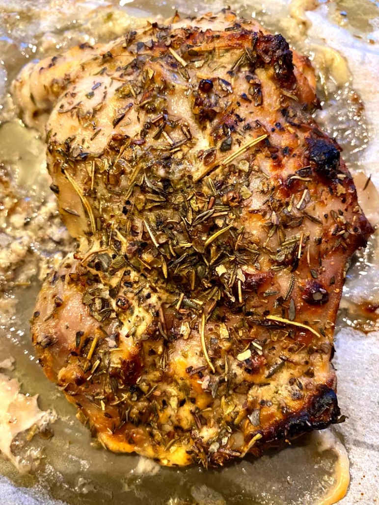Baked greek chicken lemon thighs with herbs