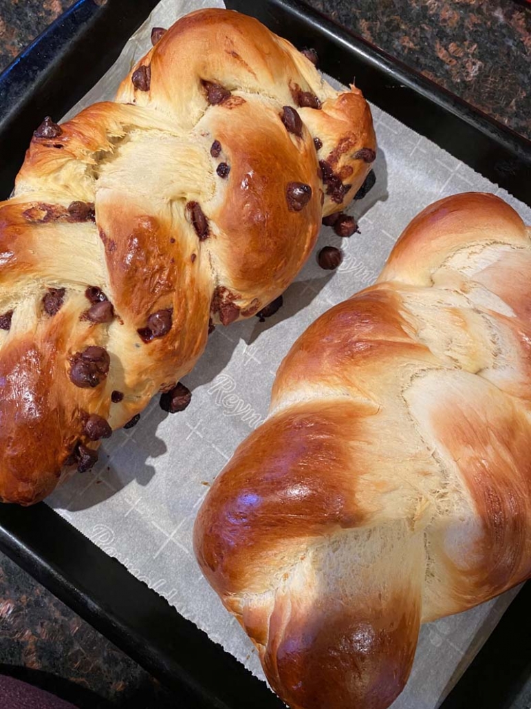 baked challah bread loaves