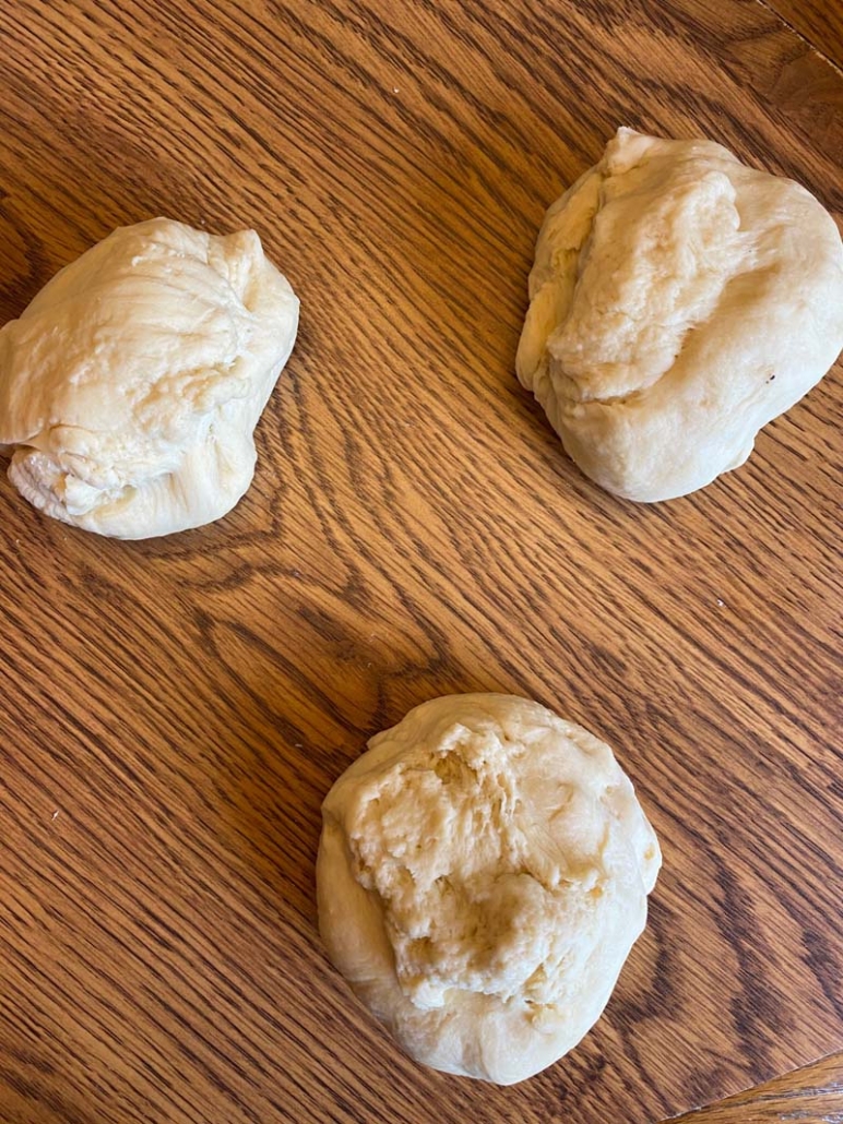 divided dough to make challah braid 