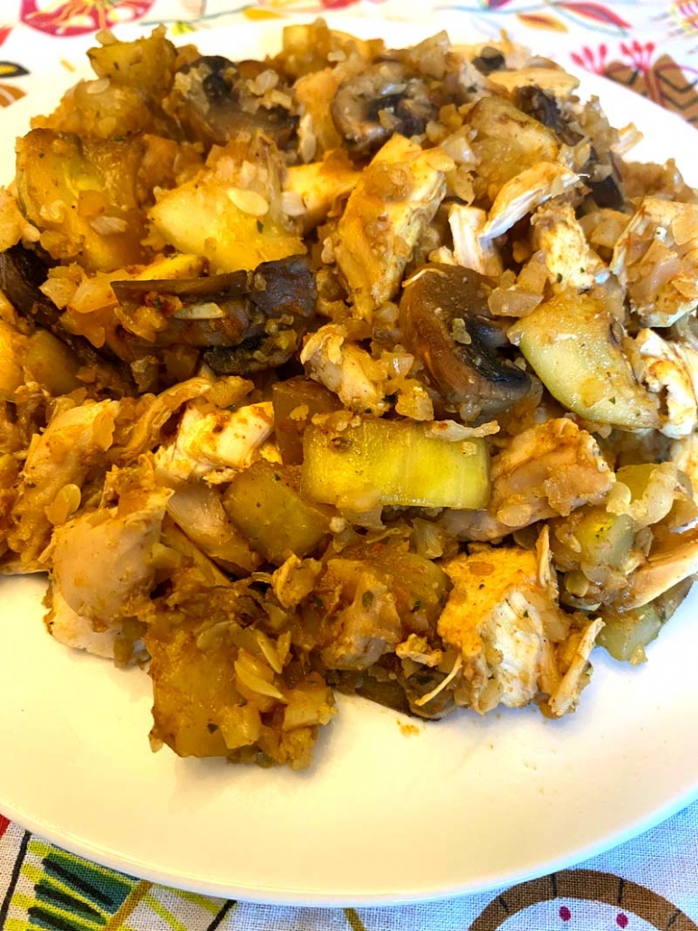 Chicken Zucchini Mushrooms Cauliflower Rice Stir Fry