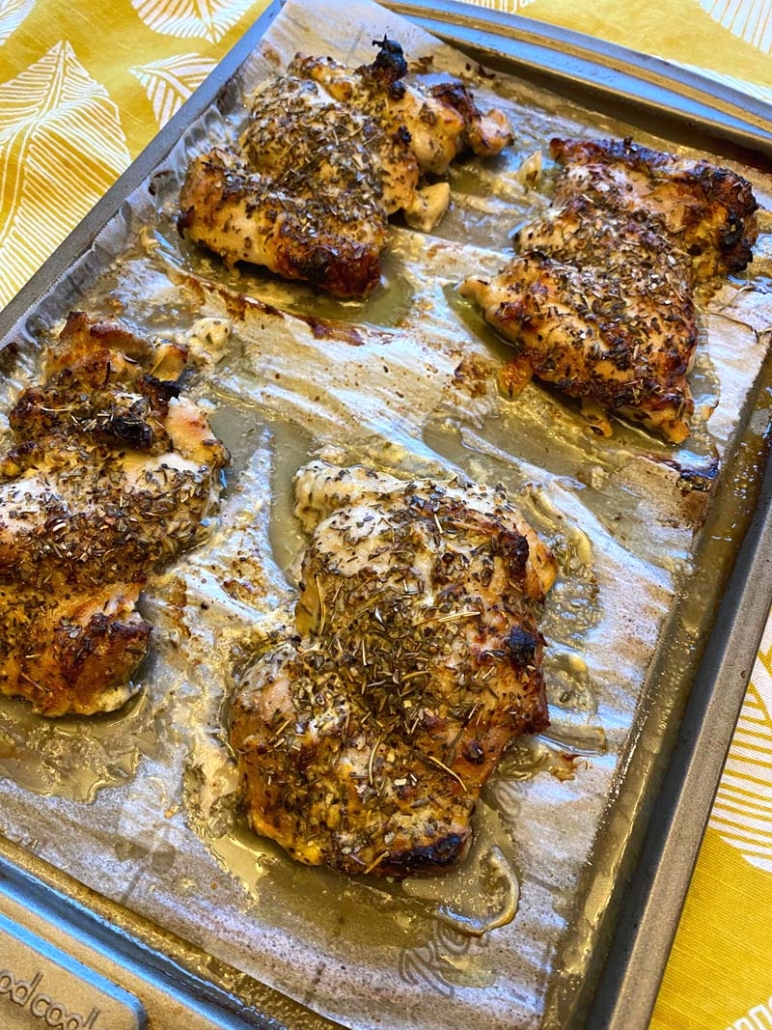 Baked greek lemon chicken thighs