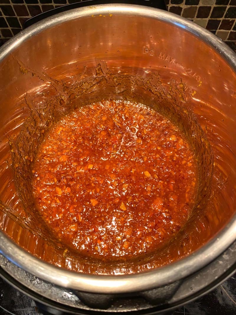 cooking orange marmalade in the Instant Pot 
