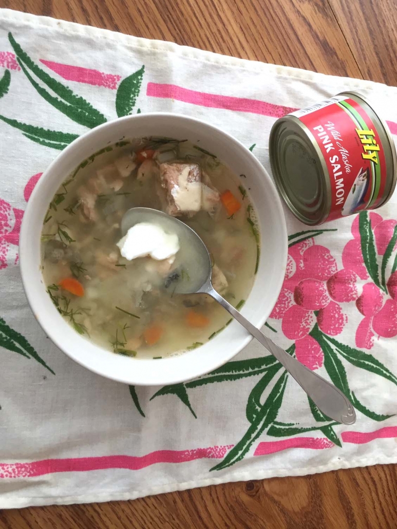 canned salmon soup from pantry ingredients