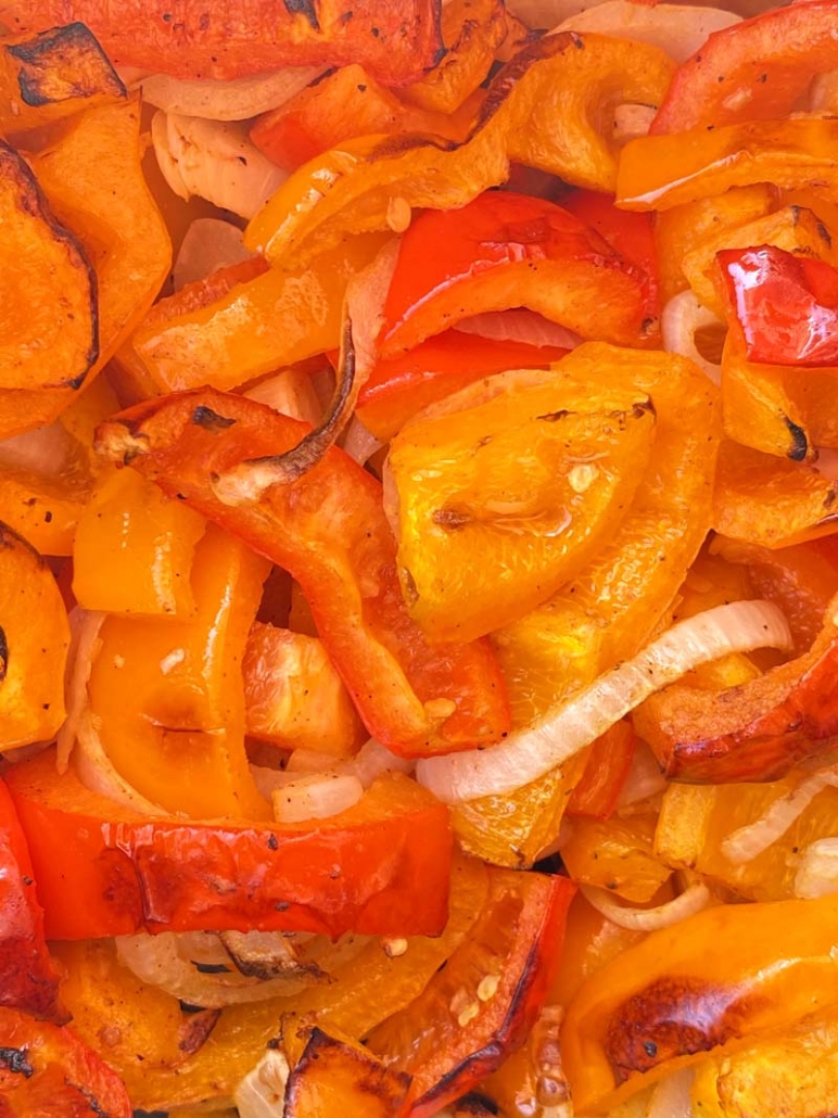 Air Fryer Peppers and Onions - Crumb Top Baking