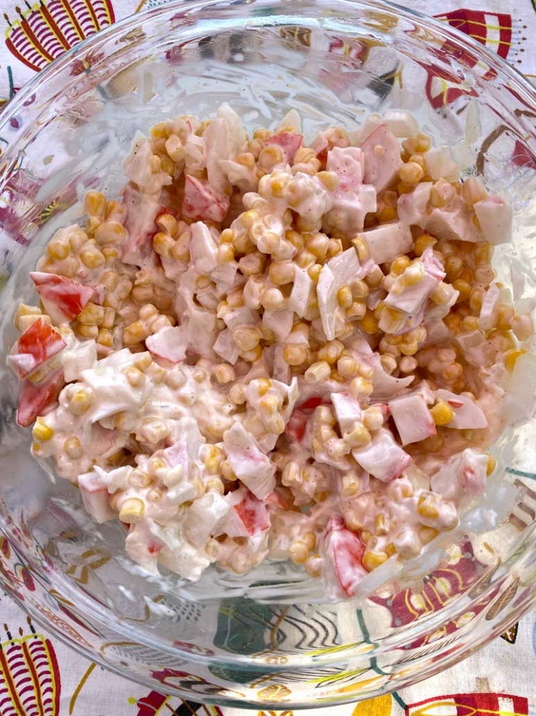 corn salad with imitation crab and mayo