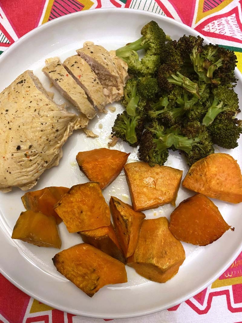Instant Pot Turkey Tenderloin Recipe with sweet potatoes and broccoli