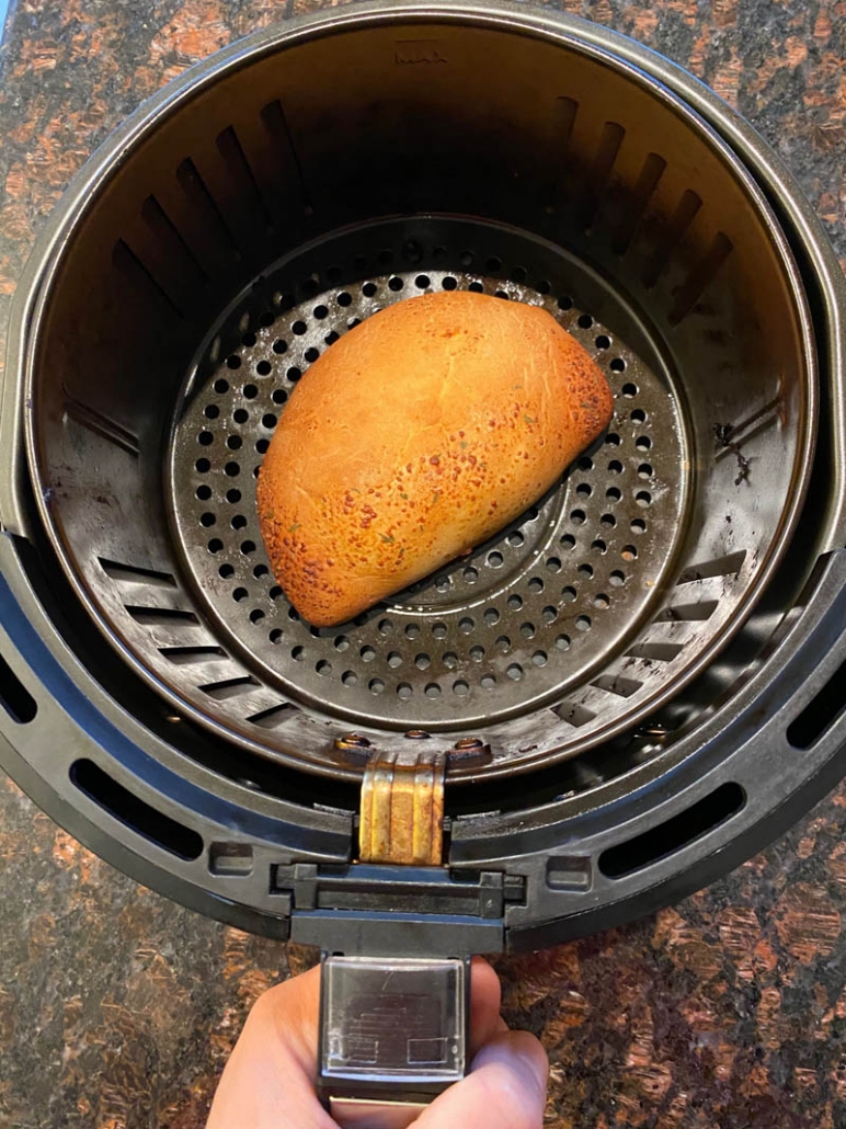 cooking a calzone in the air fryer 