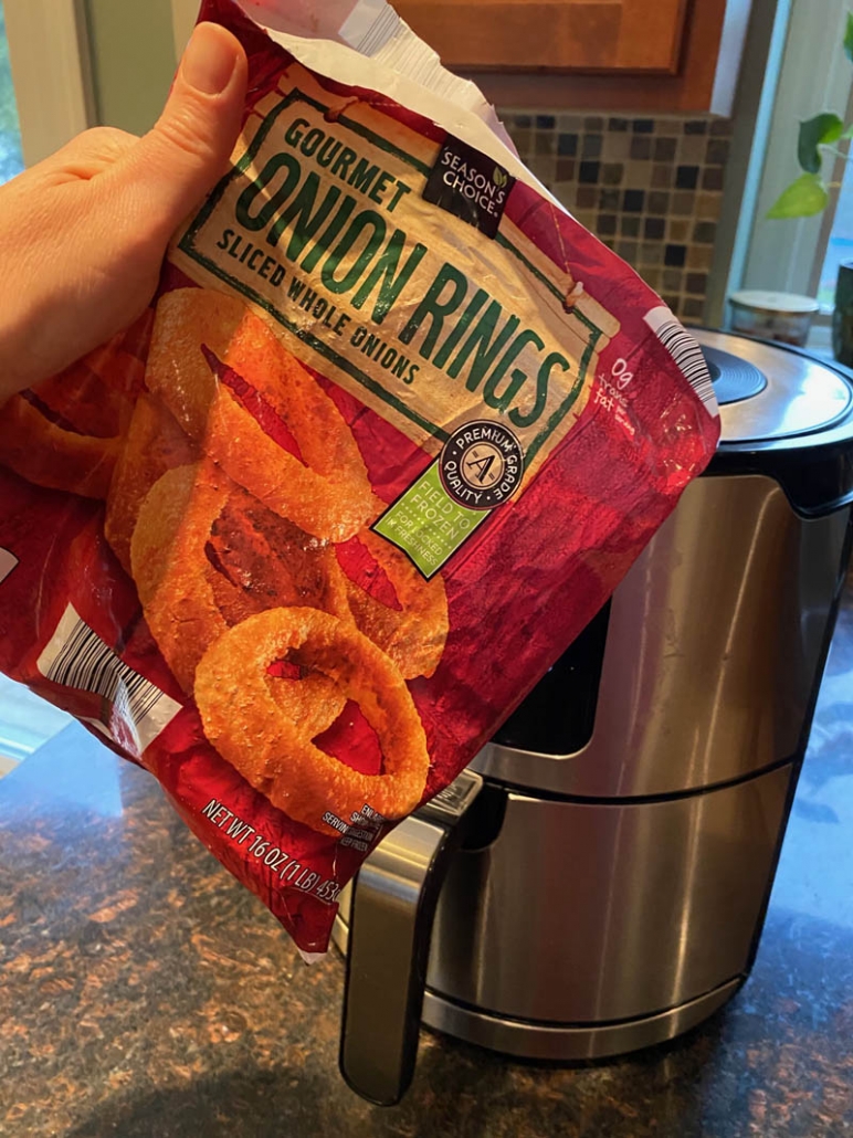 frozen onion rings in a bag 