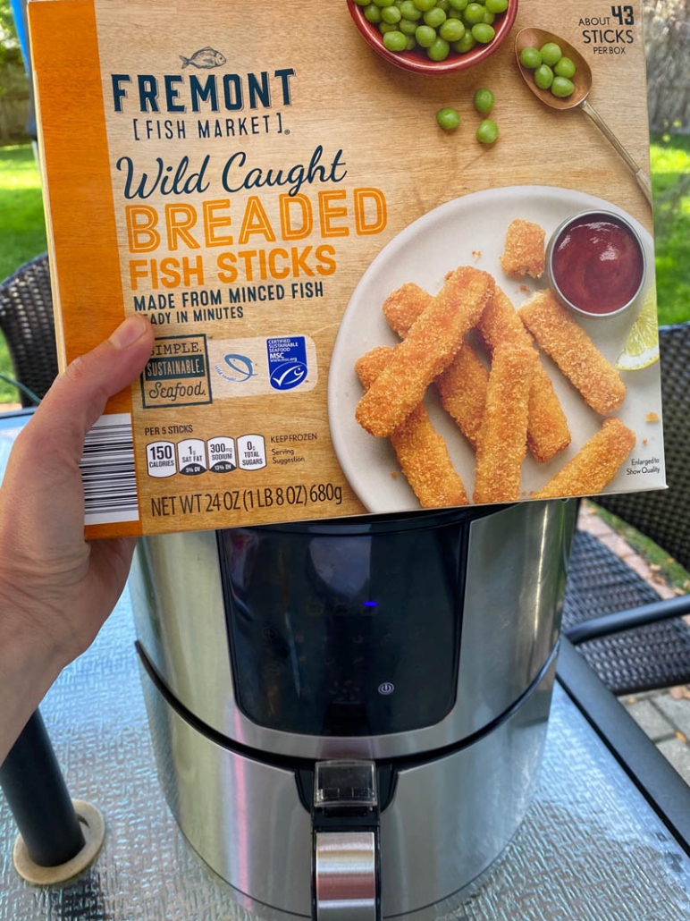 a box of breaded fish sticks 