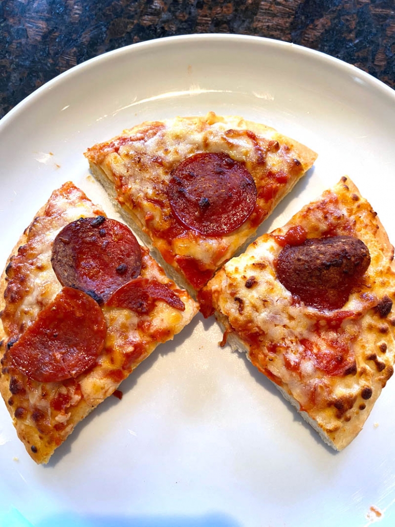 cut up individual frozen pizza 