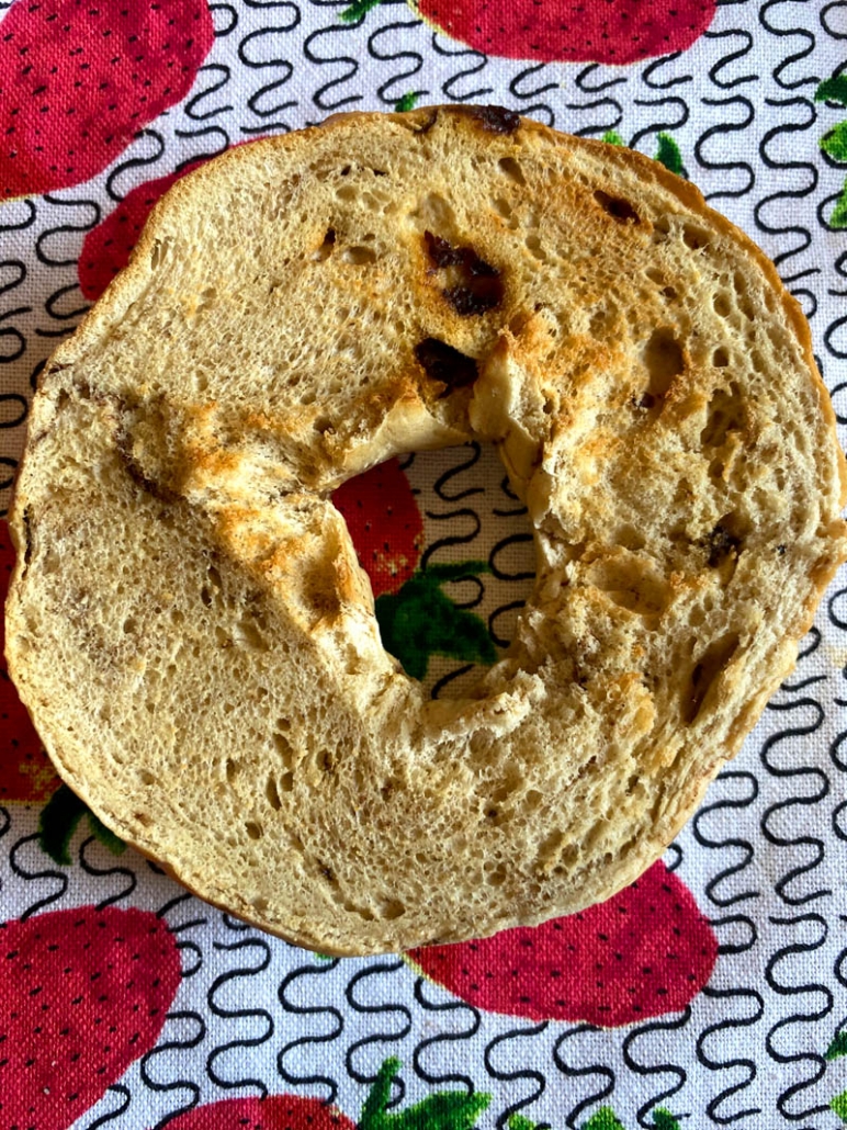 a slice of toasted bagel 