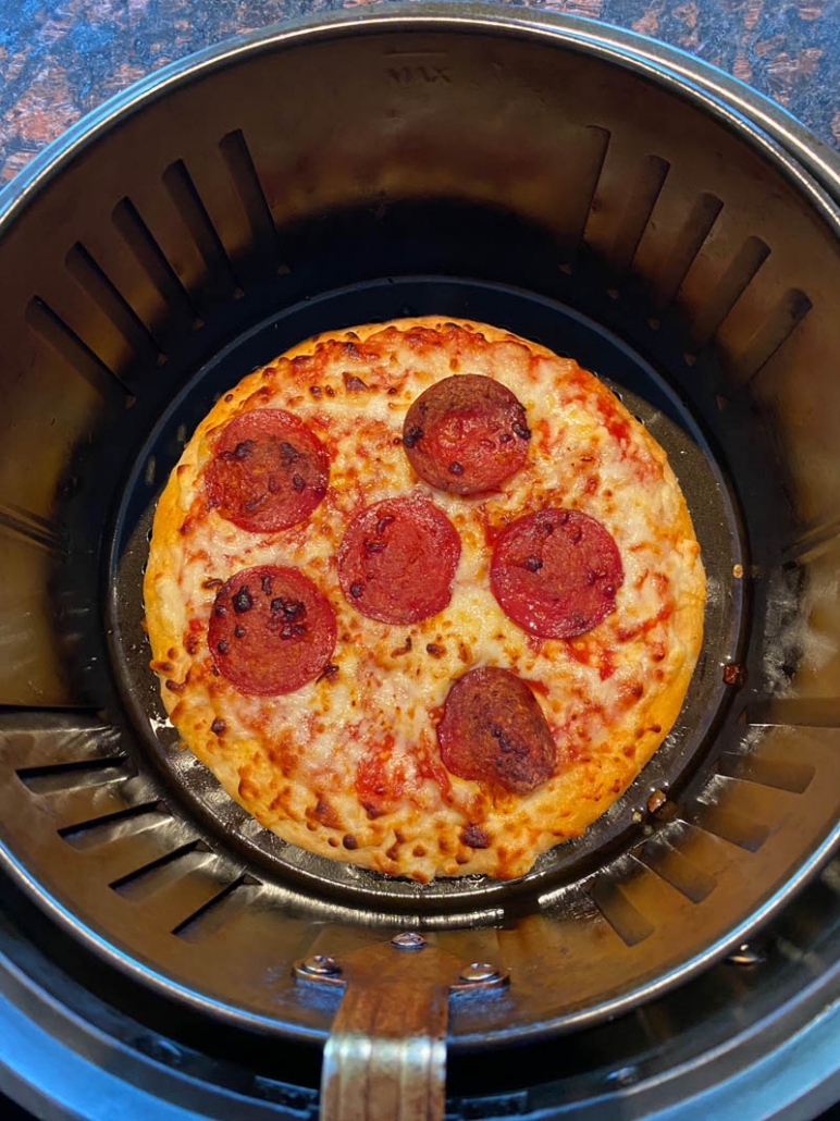 frozen pepperoni pizza in the air fryer