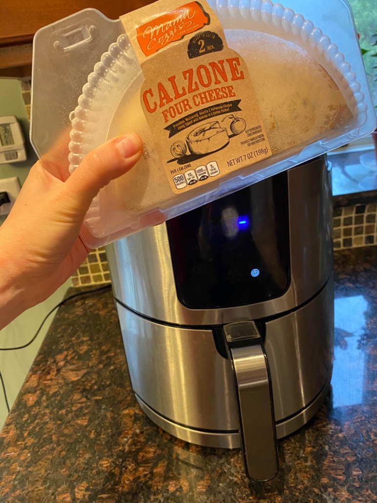 a frozen calzone and an air fryer 