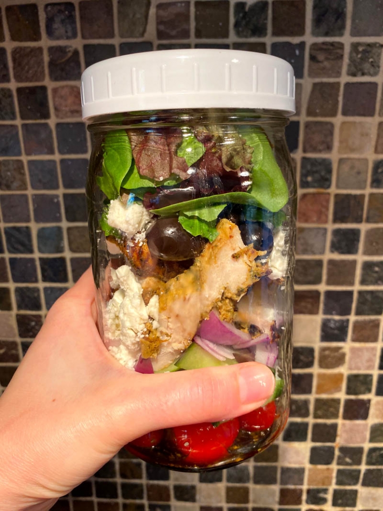 Quick & Easy Greek Chicken Mason Jar Salad